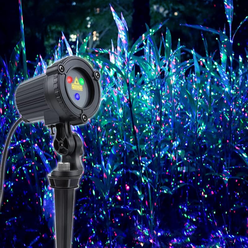 Outdoor Garden Laser Christmas Lights, Red Green Blue Motion Star Projector
