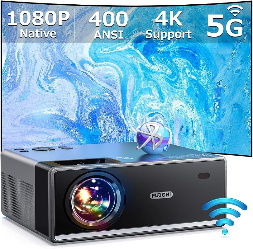 FUDONI 400 ANSI High Brightness Projector with WiFi and Bluetooth, 4K 