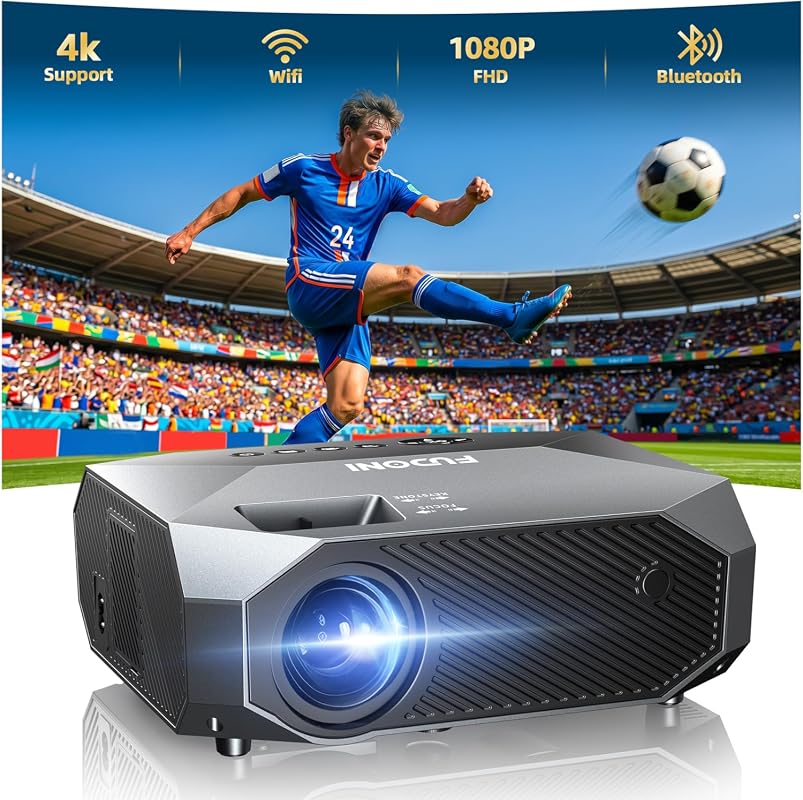 FUDONI WiFi Bluetooth Outdoor Projector - 4K 1080P, 18000L, 300