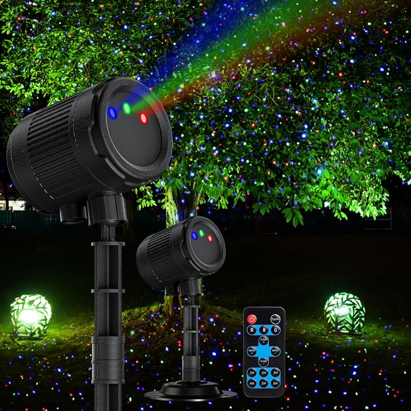 Laser Christmas Projector Lights Outdoor, 3 Color Firefly Show with RF Remote