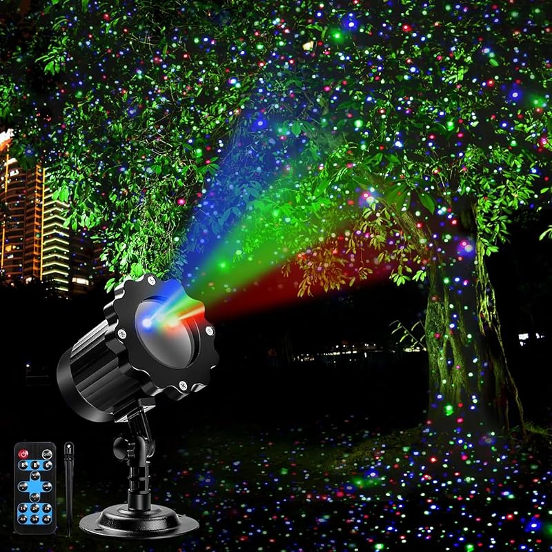 Outdoor RGB Laser Projector Lights, Moving Starry Sky & Firefly Effects