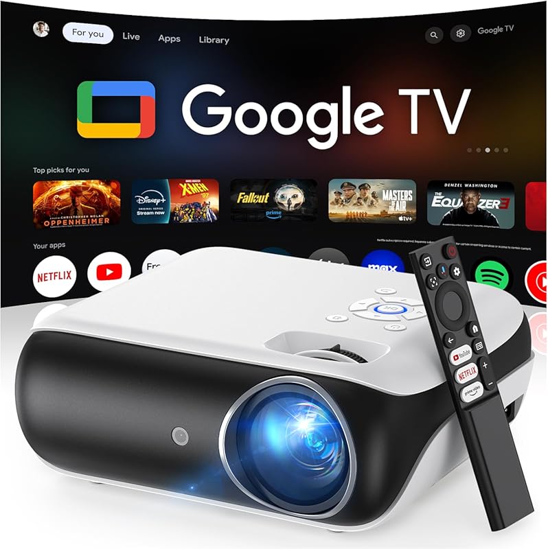 HAPPRUN Native 1080P Bluetooth Projector with Built-in Speaker, Google