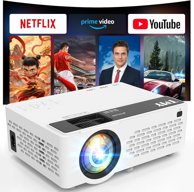 TMY 1080P Full HD Portable Mini Bluetooth Projector Compatible with TV