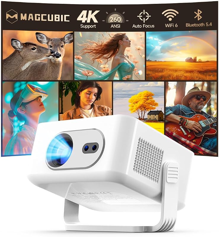 2026 HY300Max Smart Portable Projector supporting 4K/8K, Wi‑Fi 6, Blue