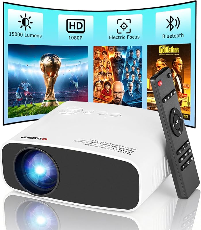 Wired Mini Projector with Bluetooth Audio - Native 720P, 4K Support, E