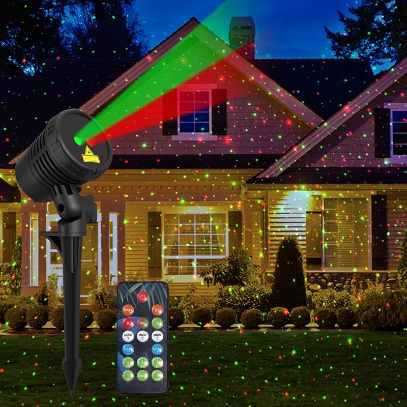 Christmas Projector Lights Outdoor Waterproof with Remote, Red and Gre
