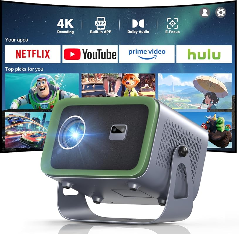 TMY Smart 4K Projector with WiFi Bluetooth, Dolby Audio, Auto Keystone
