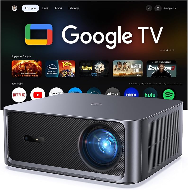 HAPPRUN 3000 ANSI Lumens Outdoor Projector with Official Google TV, 4K