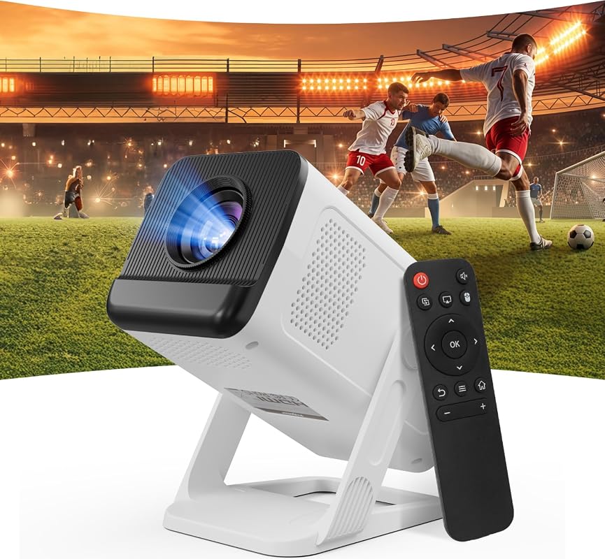 Mini Smart Projector Android 14, 1080P 4K Support, WiFi6 Bluetooth 5.4