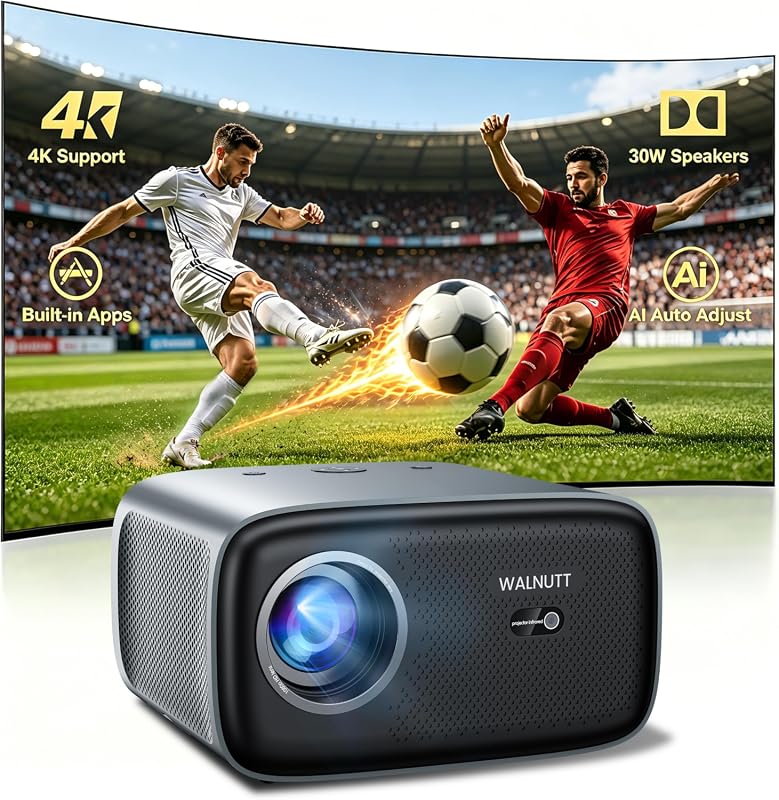 OS 2.0 Smart Projector with WiFi and Bluetooth, 2000 ANSI 4K Supported