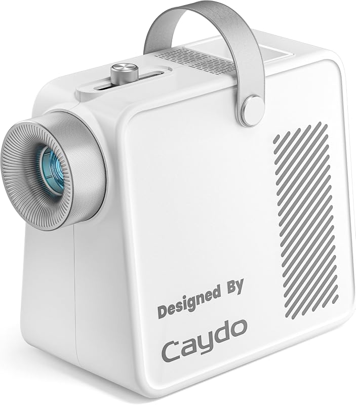 Caydo S1 Portable LED Art Projector, 2.5X‑11X Zoom to 80″, Handle & St