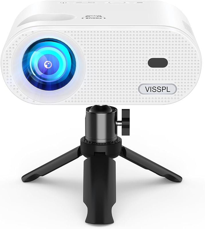 VISSPL FHD 1080P Mini Portable Outdoor Projector with Tripod, Kids Gif