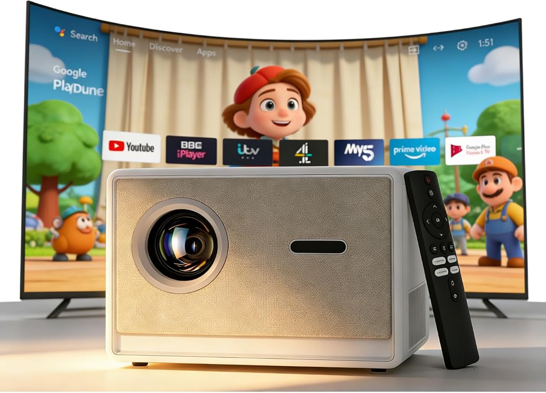 Native 1080P Projector with WiFi and Bluetooth, 2000 Lumens 4K Support