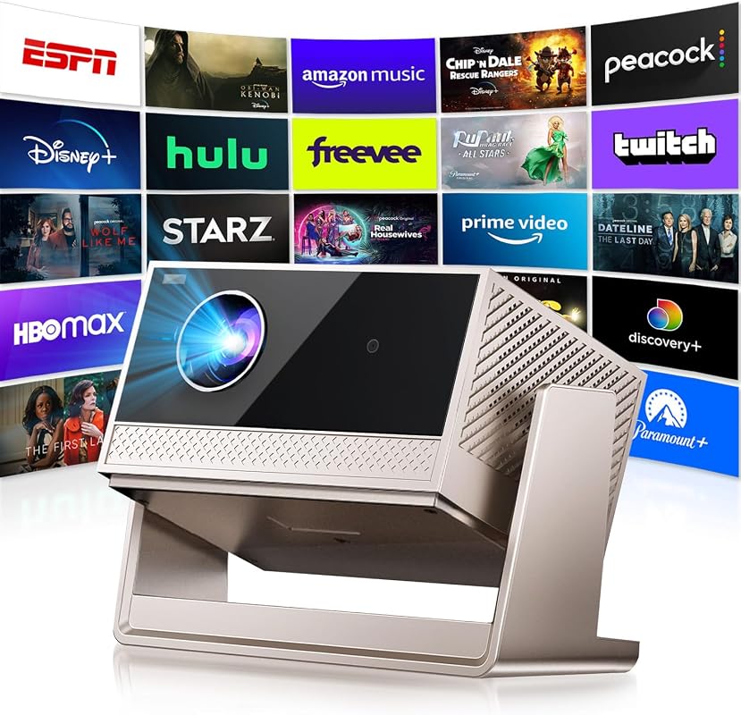 Smart 4K Projector with WiFi and Bluetooth, Portable Movie Projector w