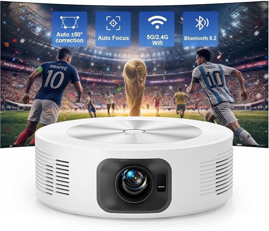 Auking 2000 ANSI 4K Outdoor Movie Projector with WiFi Bluetooth, TOF R