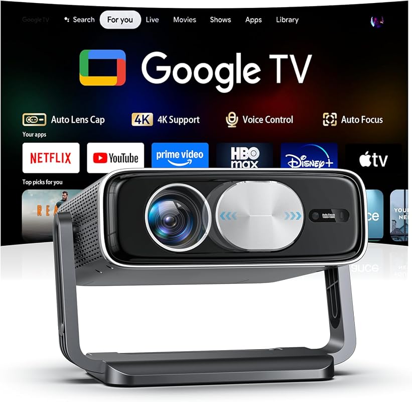 Smart 4K Projector with Google TV Stick, WiFi and Bluetooth, 2500 ANSI