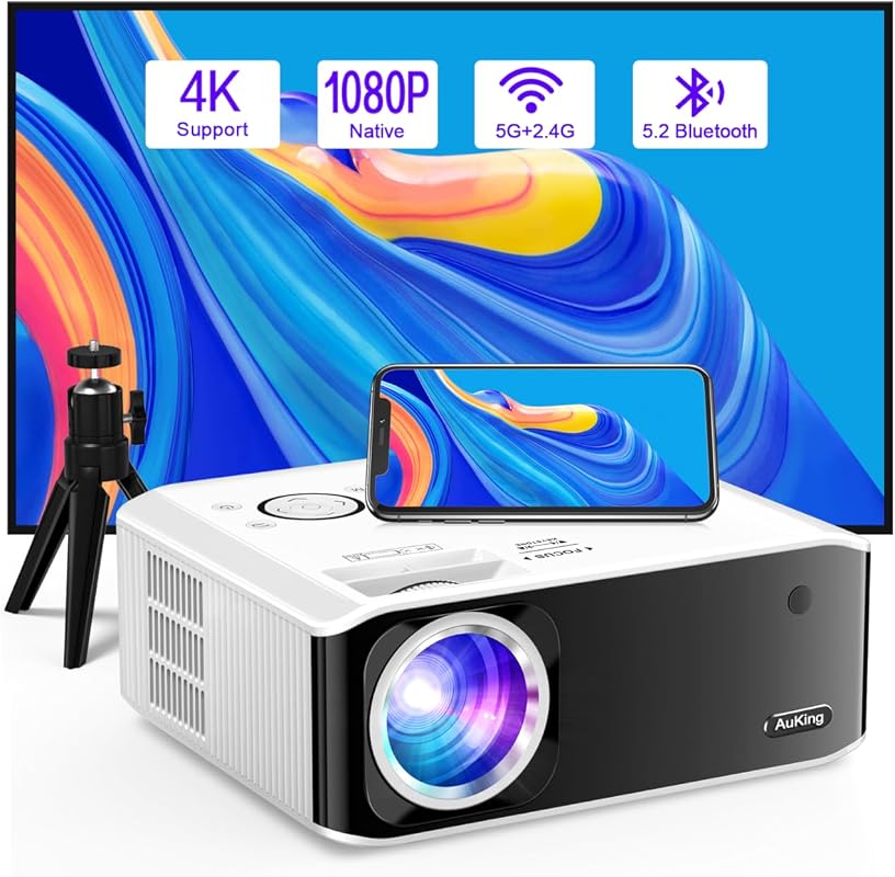 Auking 3000ANSI 4K Outdoor Projector WiFi Bluetooth 6D/4P Keystone 50%
